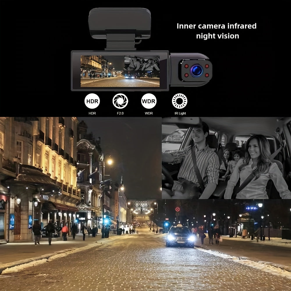 1080P Dual-Camera Car DVR with 8.03cm IPS Screen