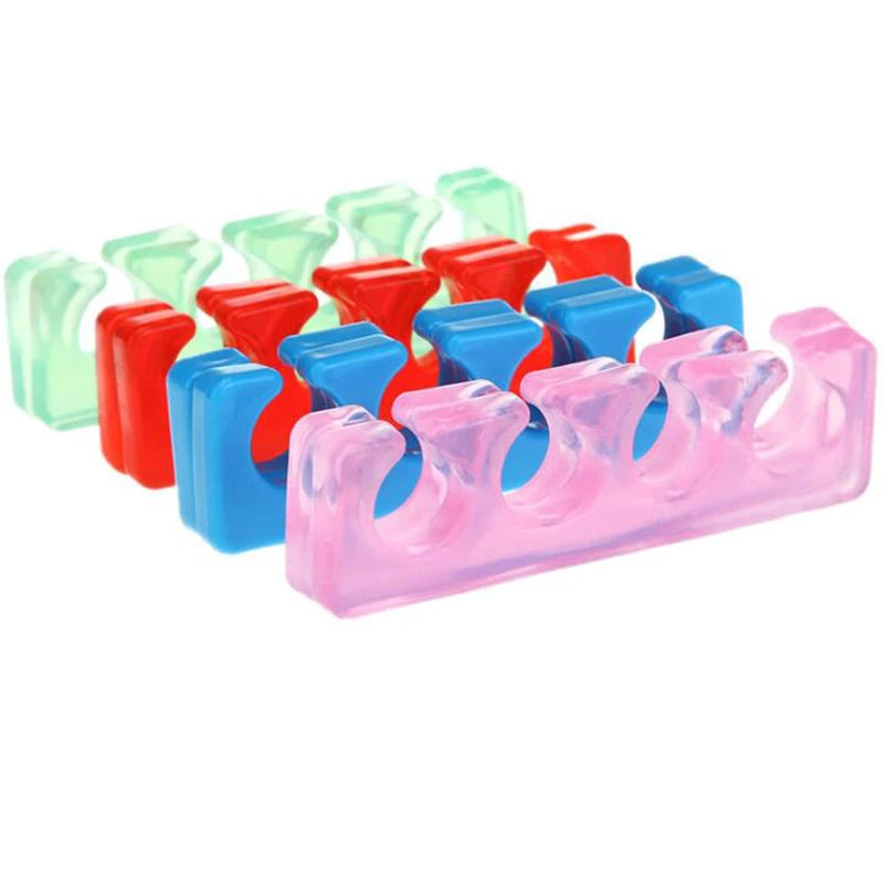 2pcs (1pair)Soft Silicone Finger Toe Separator Soft-Silicon 5 Colors Flexible Finger Toe Spacers for Nail Polish Pedicure Tools
