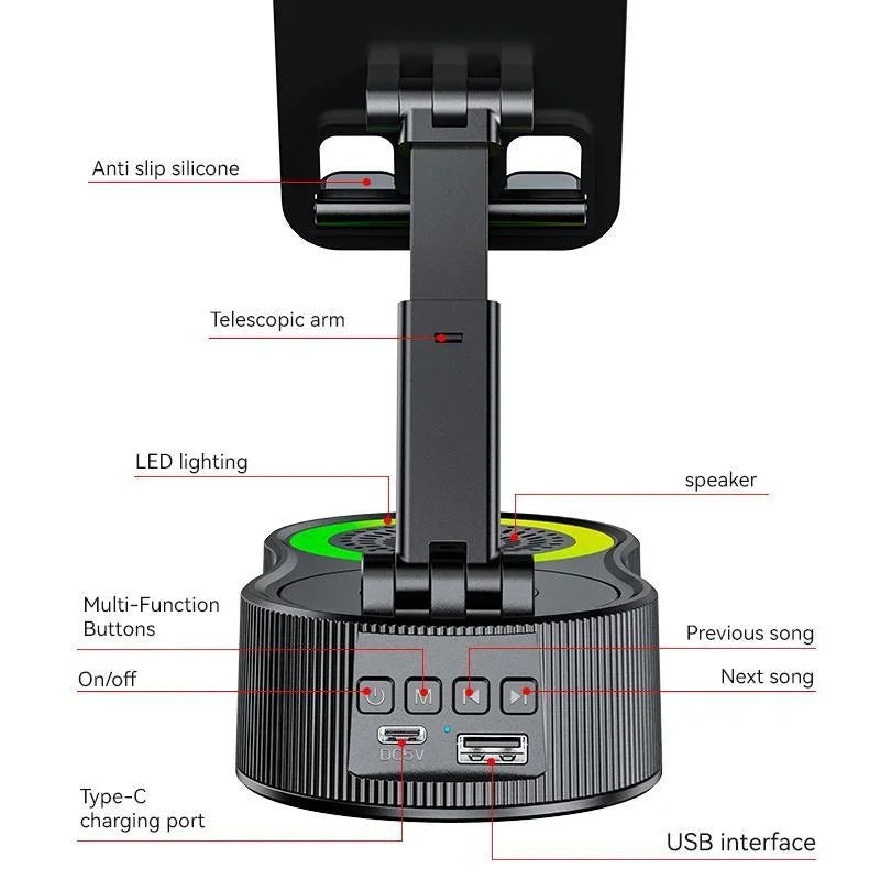Wireless Speaker with Colorful Ambient Light 360°rotatable