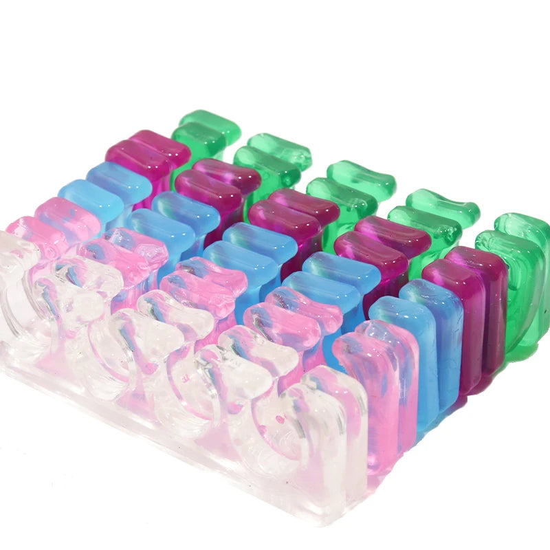 2pcs (1pair)Soft Silicone Finger Toe Separator Soft-Silicon 5 Colors Flexible Finger Toe Spacers for Nail Polish Pedicure Tools