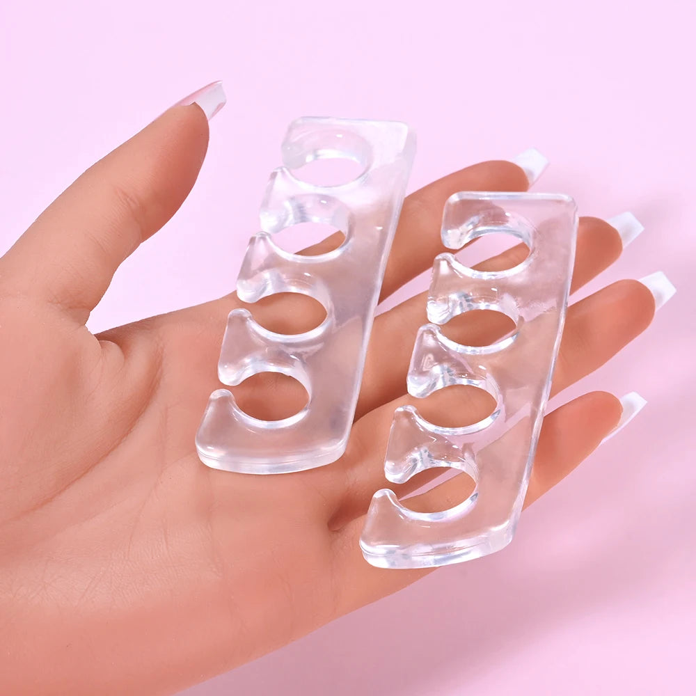 2pcs (1pair)Soft Silicone Finger Toe Separator Soft-Silicon 5 Colors Flexible Finger Toe Spacers for Nail Polish Pedicure Tools