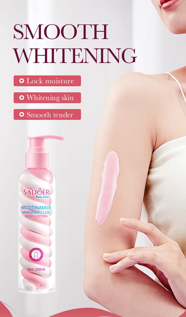 SADOER Niacinamide Marshmallow Body Lotion Whitening Moisturizing Hydrating Flexible and Fresh