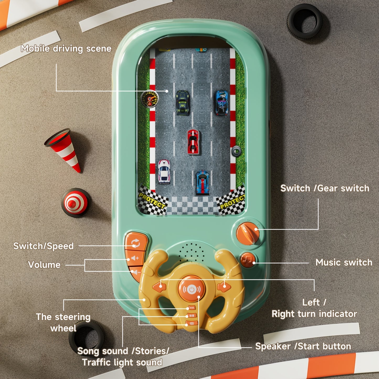 [Realistic|Driving] Realistic Driving Experience Kids Racing Game Console with Steering Wheel