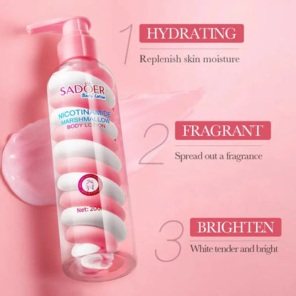 SADOER Niacinamide Marshmallow Body Lotion Whitening Moisturizing Hydrating Flexible and Fresh