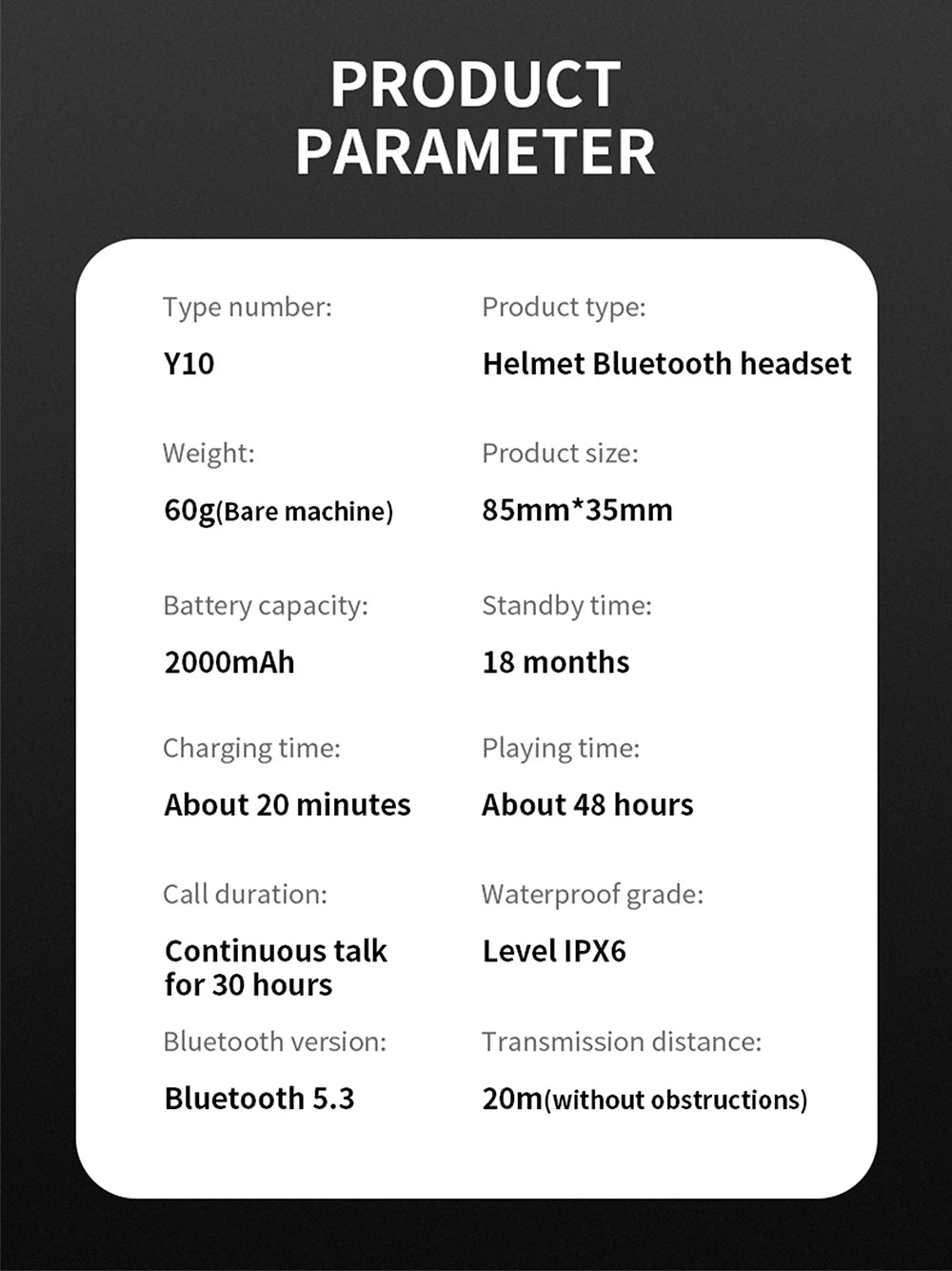 Bluetooth 5.3 Helmet Headset